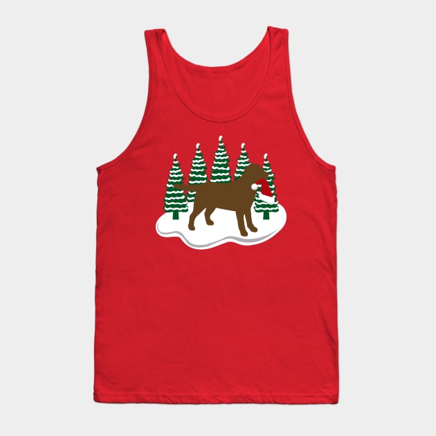 Chocolate Labrador Snow and Christmas Tank Top by HappyLabradors